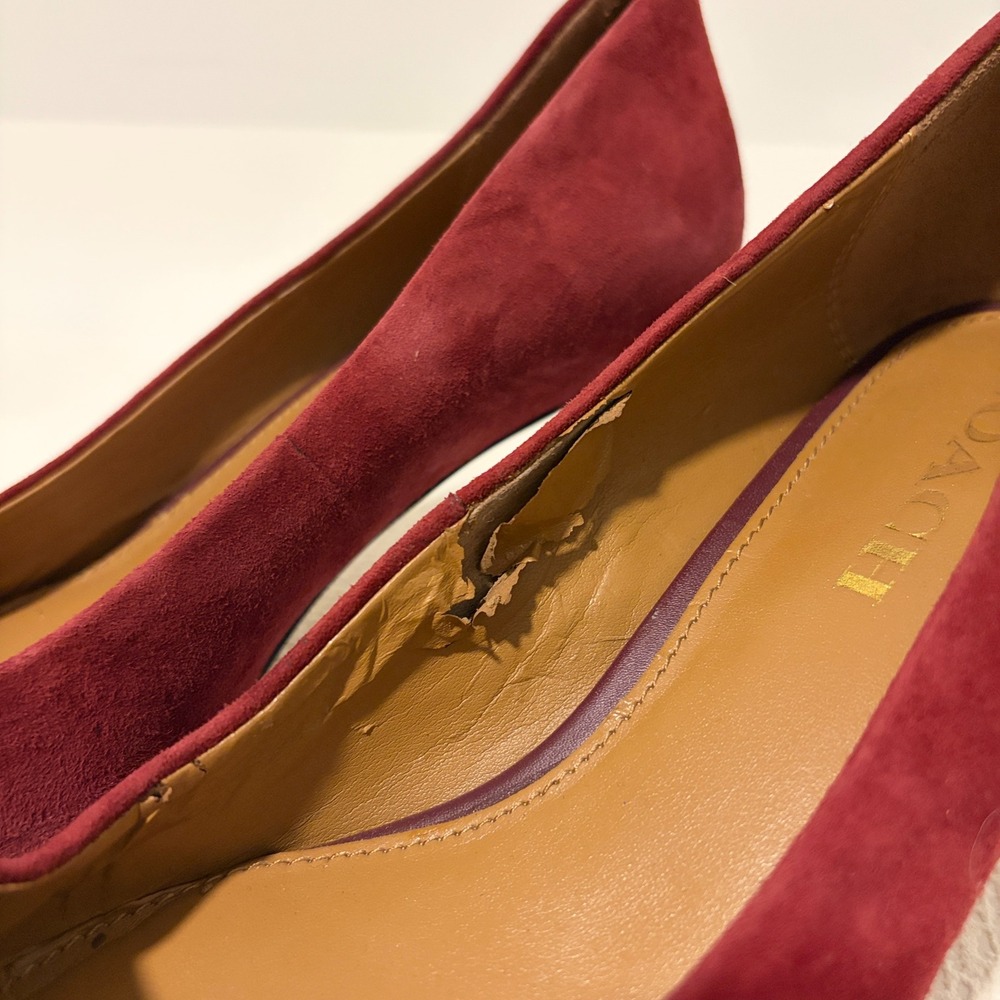 Coach Womens Burgundy Suede Leather Pointed Toe Turnlock Kitten Heel Pumps 8B - Picture 8 of 12